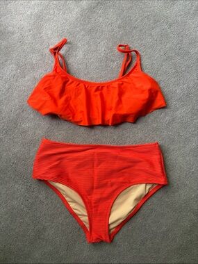 Bright Orange Two-Piece Bikini Set